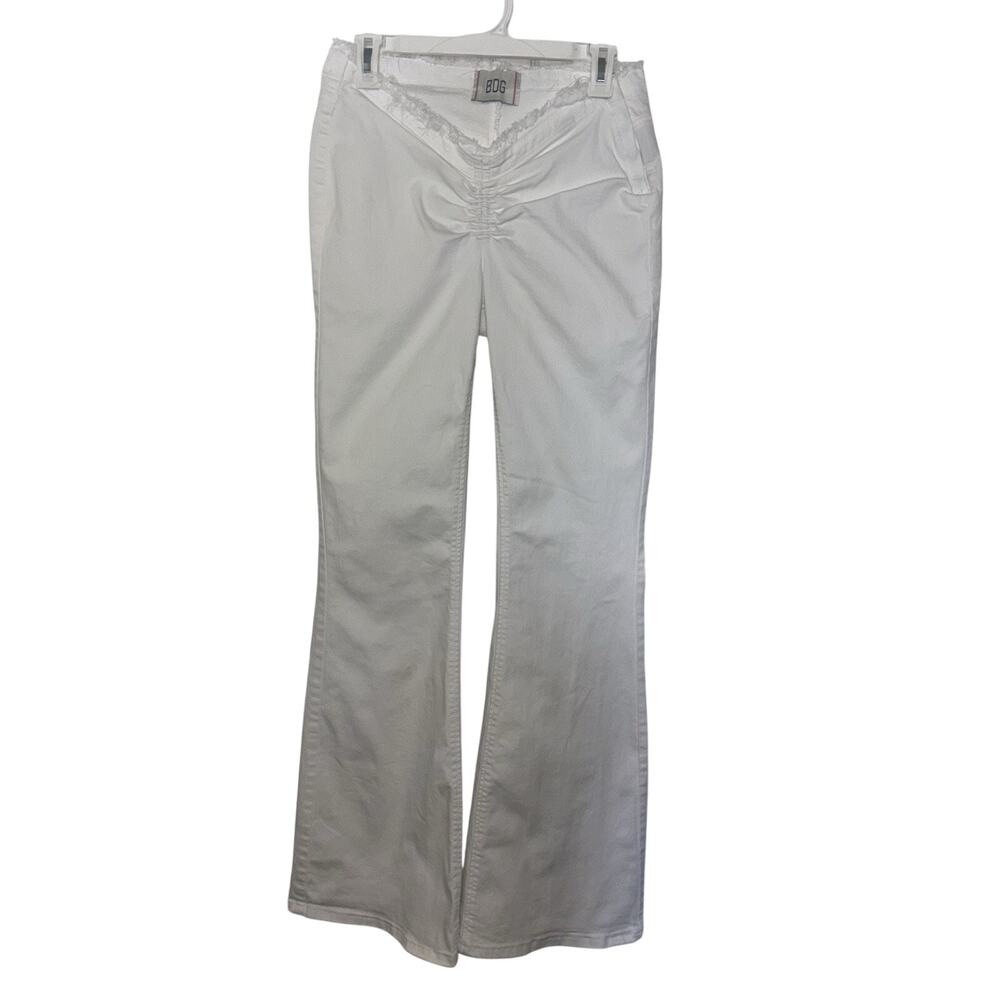 BDG White Ruched Dipped V Flare Jeans 29 Low Rise Y2K Urban Outfitters